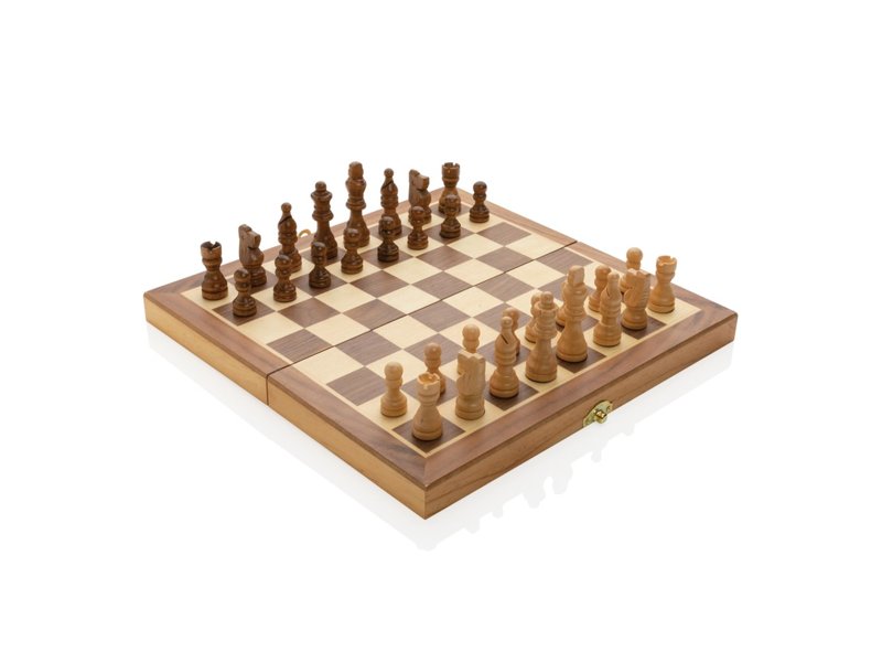 FSC® Luxe houten opvouwbaar schaakspel