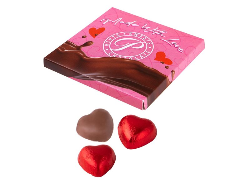 Plat doosje met chocolade