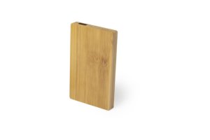 Duurzame Nipax powerbank 5.000 mAh met bamboe behuizing bedrukt met bedrijfslogo