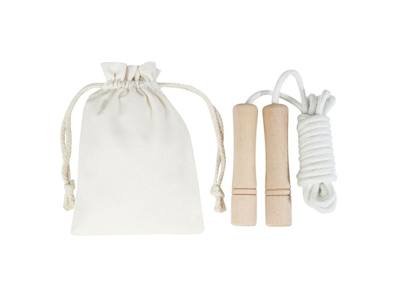 Denise houten springtouw in een katoenen zak