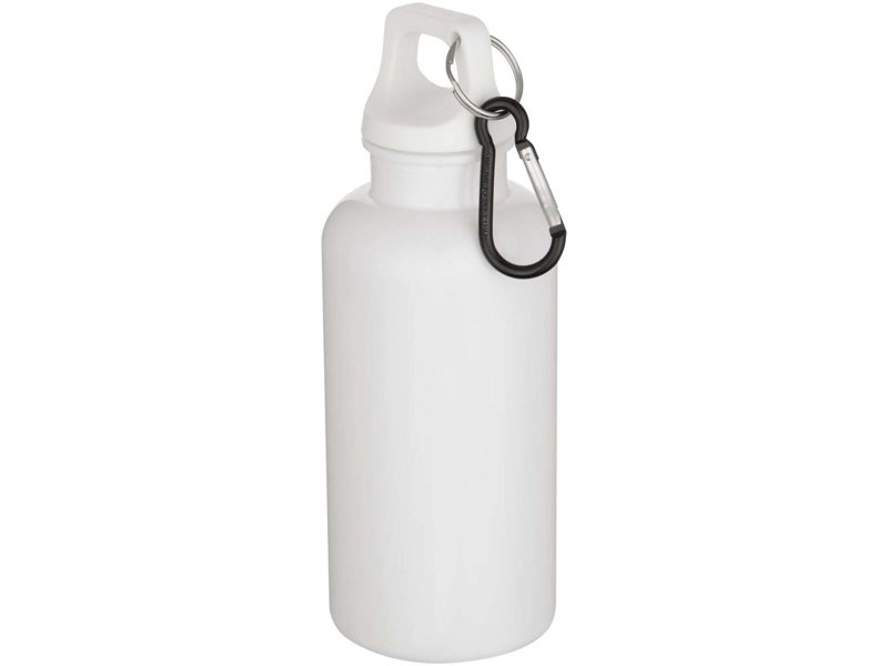 Oregon 400 ml effen waterfles van RCS gecertificeerd gerecycled plastic met karabijnhaak Oregon 400 ml effen waterfles van RCS gecertificeerd gerecycled plastic met karabijnhaak