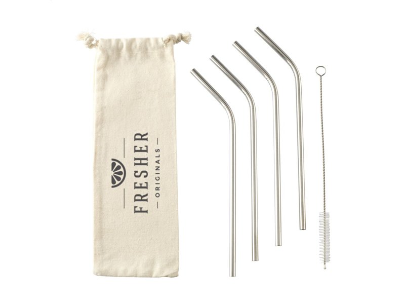 Reusable 4 pieces ECO Straw Set RVS rietjes