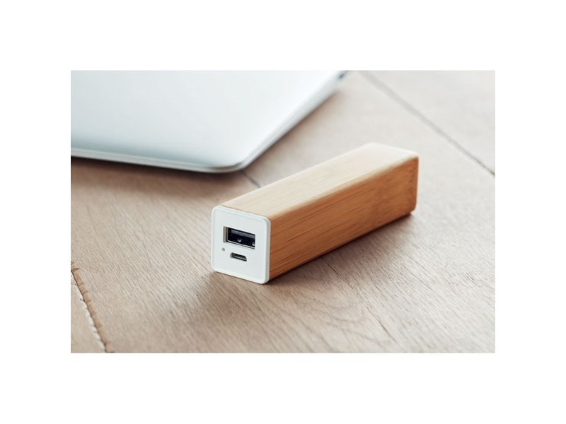 PowerBam 2.200 mAh bamboe powerbank bedrukken | Jouw relatiegeschenk & promotieartikel