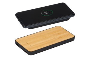 Handige draadloze oplader Milan powerbank bedrukt met logo relatiegeschenk