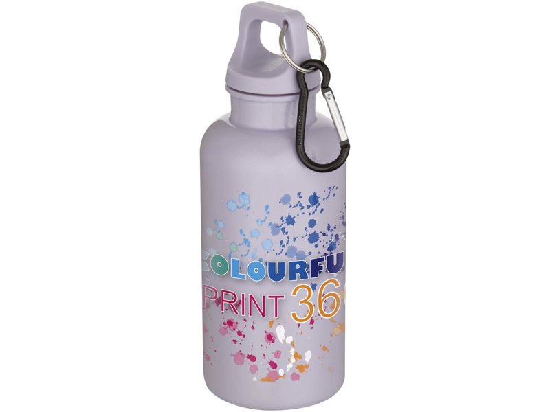 Oregon 400 ml effen waterfles van RCS gecertificeerd gerecycled plastic met karabijnhaak Oregon 400 ml effen waterfles van RCS gecertificeerd gerecycled plastic met karabijnhaak
