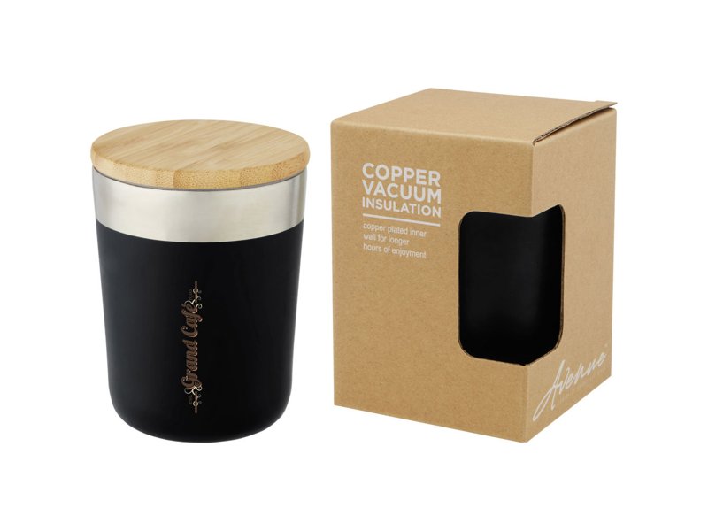 Lagan koperen vacuüm geïsoleerde roestvrijstalen beker van 330 ml met bamboe deksel