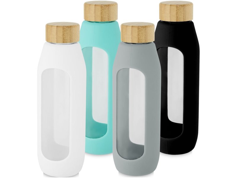 Tidan fles van 600 ml in borosilicaatglas met siliconen grip Tidan fles van 600 ml in borosilicaatglas met siliconen grip