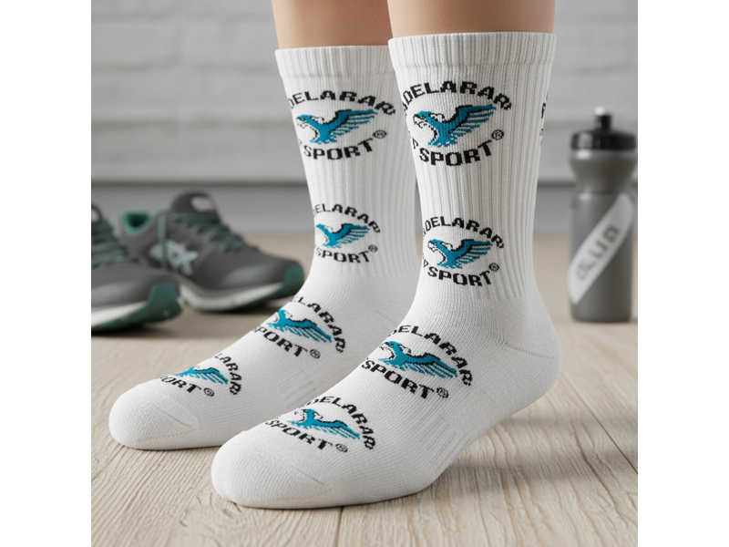 Bedrukte witte sportsokken Bedrukte witte sportsokken