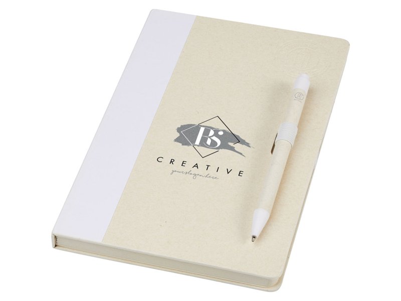 Dairy Dream set van referentie A5 notitieboek en balpen gemaakt van gerecyclede melkpakken Dairy Dream set van referentie A5 notitieboek en balpen gemaakt van gerecyclede melkpakken