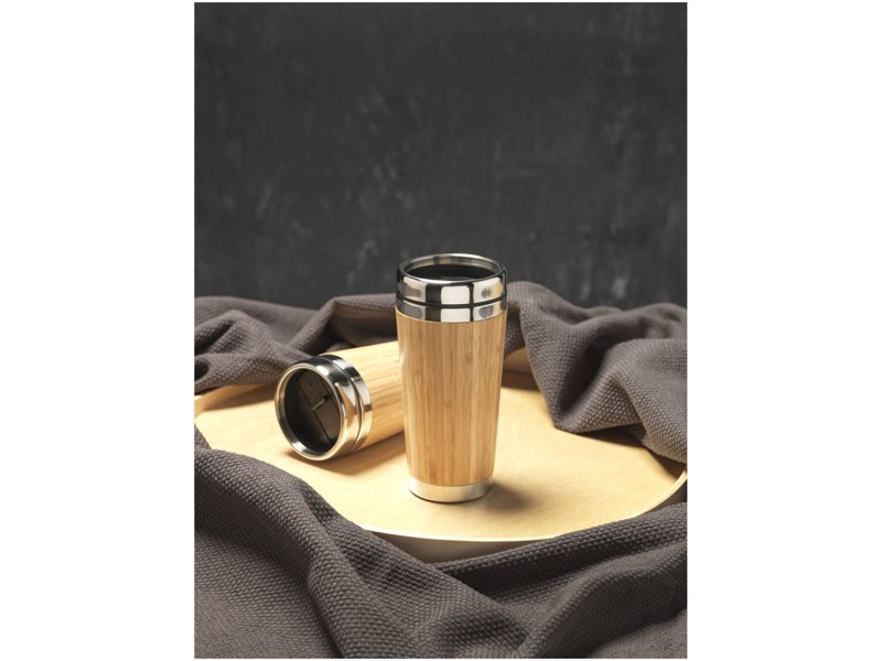 Bambus 450 ml beker met buitenzijde van bamboe