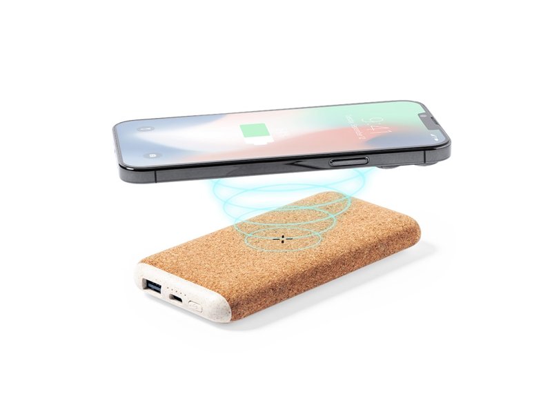 Eco Power Bank Limerick 8.000 mAh met draadloze oplader bedrukt met logo relatiegeschenk Eco Power Bank Limerick 8.000 mAh met draadloze oplader bedrukt met logo relatiegeschenk