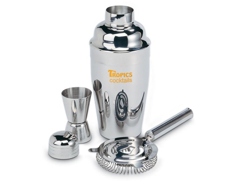 Chroomkleurige cocktailset