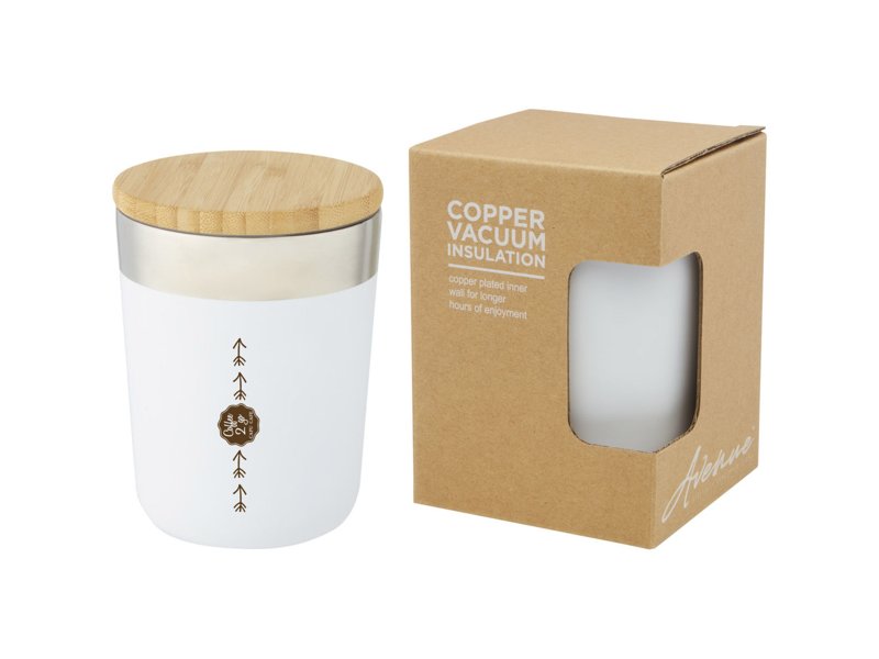 Lagan koperen vacuüm geïsoleerde roestvrijstalen beker van 330 ml met bamboe deksel