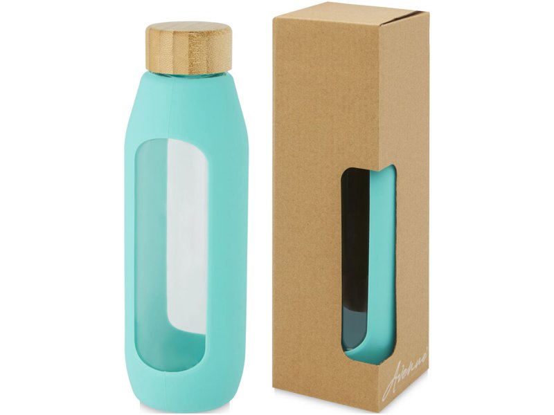 Tidan fles van 600 ml in borosilicaatglas met siliconen grip Tidan fles van 600 ml in borosilicaatglas met siliconen grip
