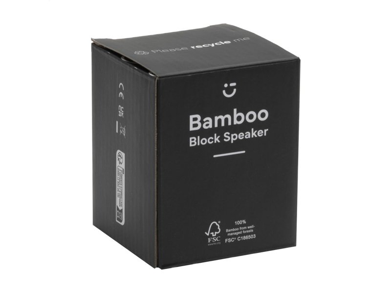 Bamboo Block Speaker met draadloze oplader bedrukken | Jouw relatiegeschenk & promotieartikel