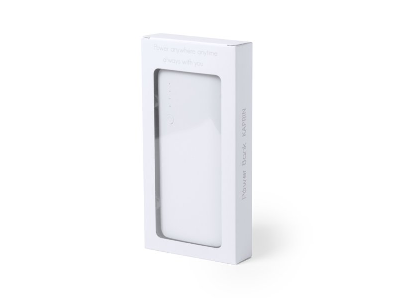 KAPRIN externe oplader 10.000 mAh met drie USB-poorten bedrukt met logo promotieartikel KAPRIN externe oplader 10.000 mAh met drie USB-poorten bedrukt met logo promotieartikel