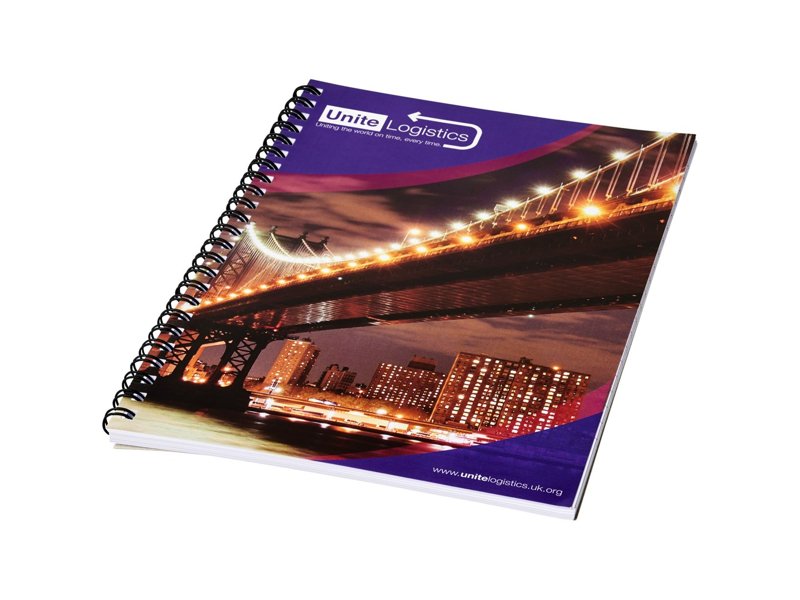 Desk-Mate® A5 spiraal notitieboek en bedrukte achterste omslag Desk-Mate® A5 spiraal notitieboek en bedrukte achterste omslag
