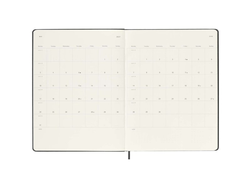 Moleskine week-agenda voor 12 maanden met harde kaft XL Moleskine week-agenda voor 12 maanden met harde kaft XL