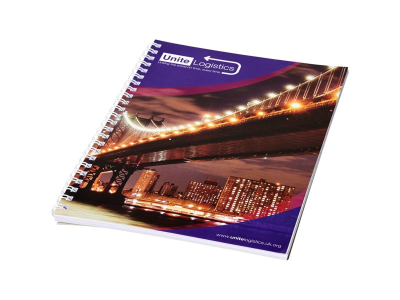 Desk-Mate® A5 spiraal notitieboek en bedrukte achterste omslag Desk-Mate® A5 spiraal notitieboek en bedrukte achterste omslag