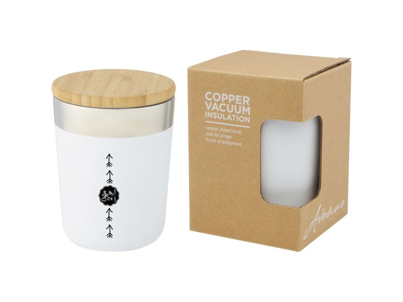 Lagan koperen vacuüm geïsoleerde roestvrijstalen beker van 330 ml met bamboe deksel