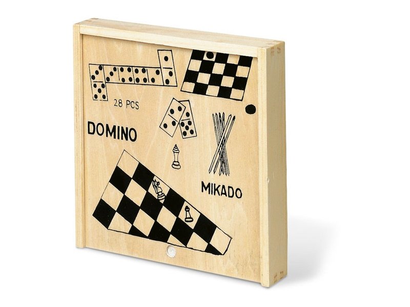 4 Spelletjes in houten doos