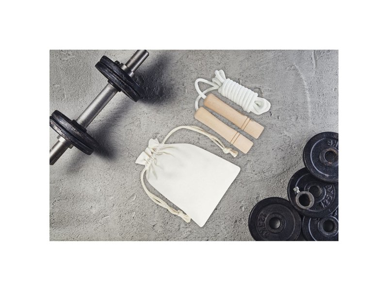 Denise houten springtouw in een katoenen zak