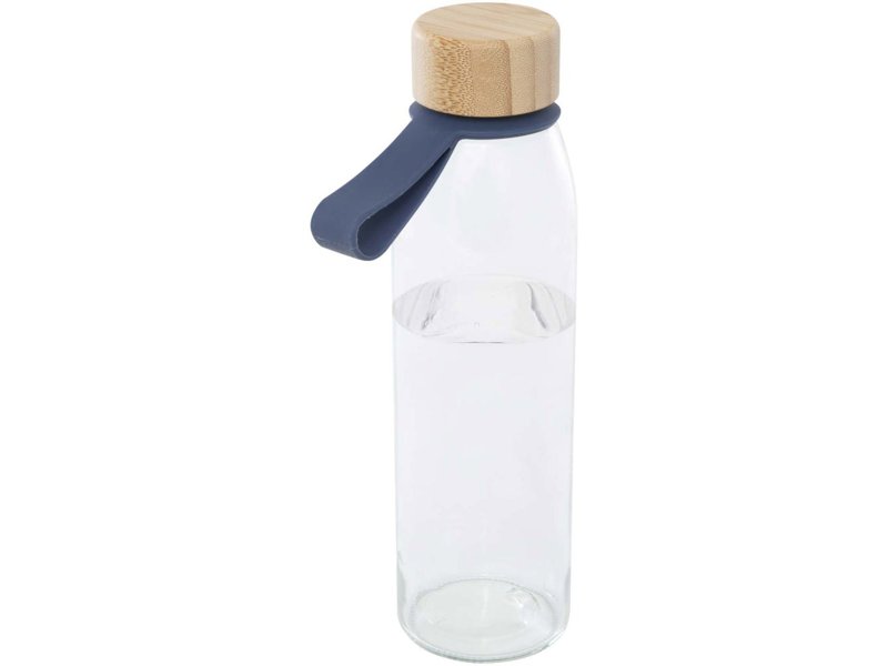 Porto 500 ml glazen waterfles met siliconen handgreep en bamboe deksel
