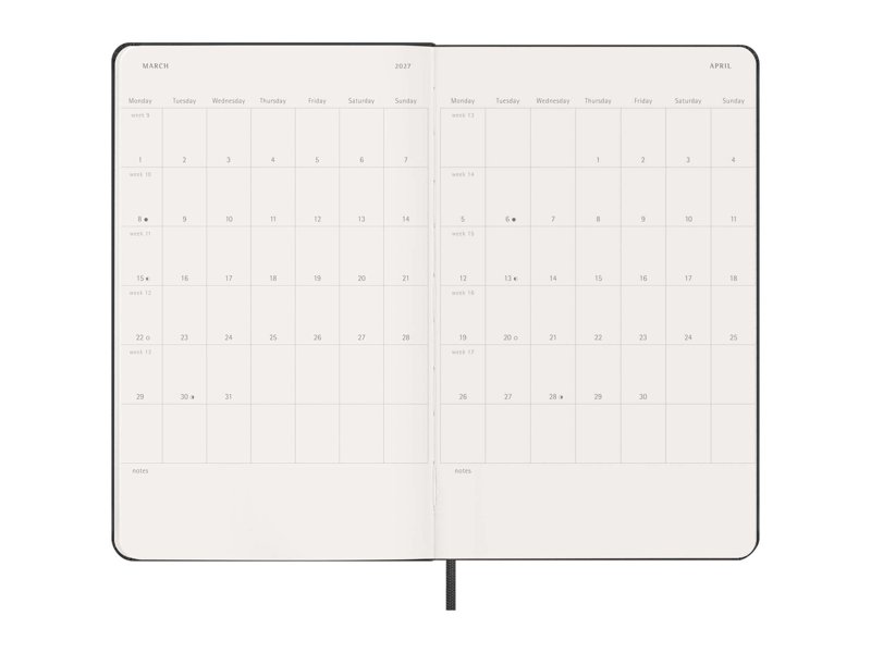 Moleskine horizontale week-agenda voor 12 maanden met harde kaft L Moleskine horizontale week-agenda voor 12 maanden met harde kaft L