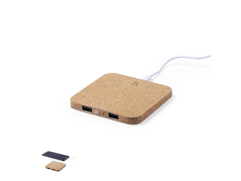 Duurzame Oplader Kronex 2.100 mAh kurk en tarwestro bedrukt met bedrijfslogo promotieartikel Duurzame Oplader Kronex 2.100 mAh kurk en tarwestro bedrukt met bedrijfslogo promotieartikel