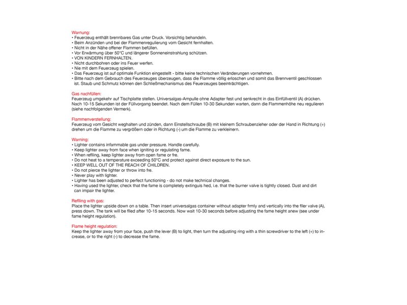 Electronische aansteker Stoflame