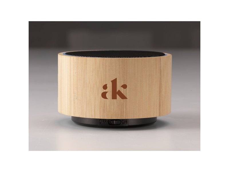 Wave Bamboo Bluetooth speaker bedrukt met logo ideaal relatiegeschenk