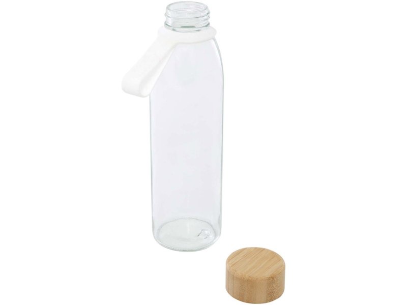 Porto 500 ml glazen waterfles met siliconen handgreep en bamboe deksel