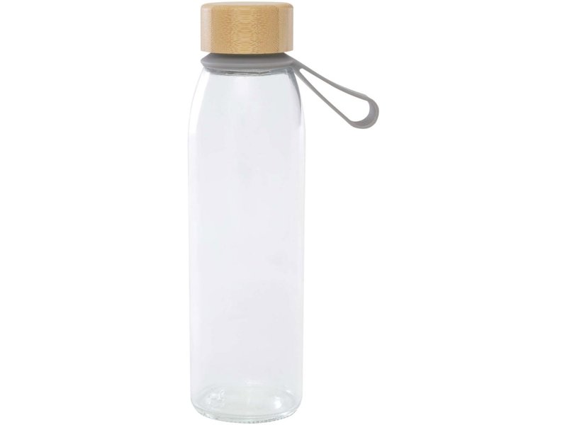 Porto 500 ml glazen waterfles met siliconen handgreep en bamboe deksel