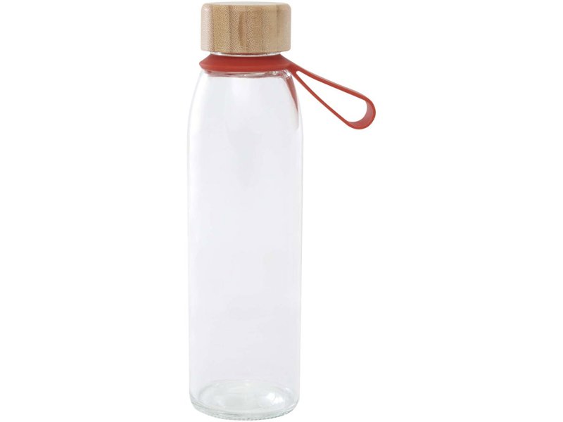 Porto 500 ml glazen waterfles met siliconen handgreep en bamboe deksel
