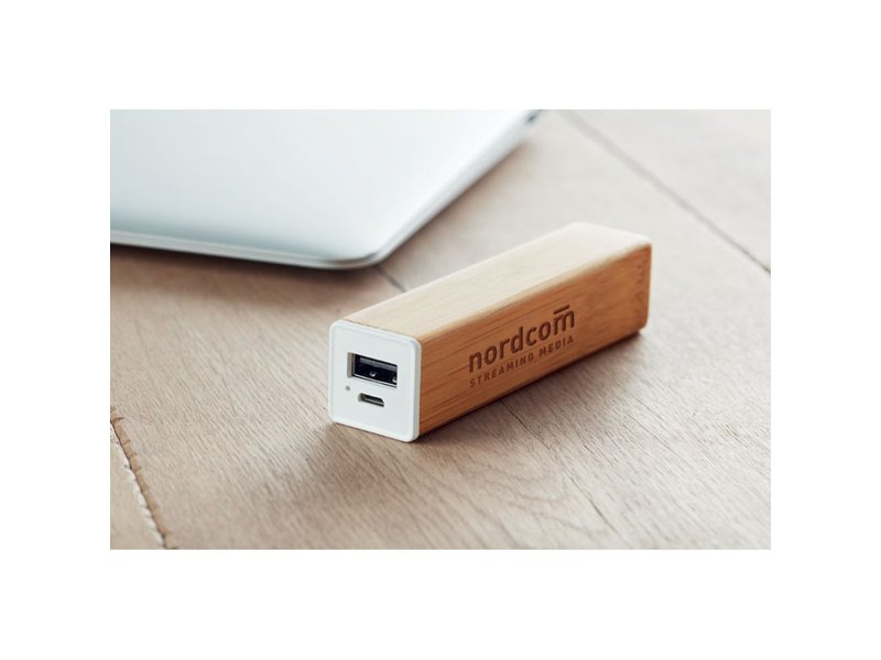 PowerBam 2.200 mAh bamboe powerbank bedrukken | Jouw relatiegeschenk & promotieartikel