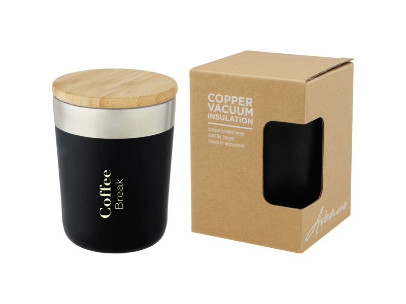 Lagan koperen vacuüm geïsoleerde roestvrijstalen beker van 330 ml met bamboe deksel