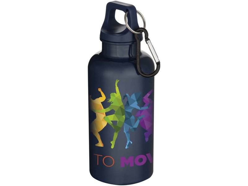 Oregon 400 ml effen waterfles van RCS gecertificeerd gerecycled plastic met karabijnhaak Oregon 400 ml effen waterfles van RCS gecertificeerd gerecycled plastic met karabijnhaak