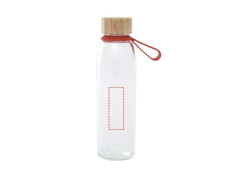 Porto 500 ml glazen waterfles met siliconen handgreep en bamboe deksel