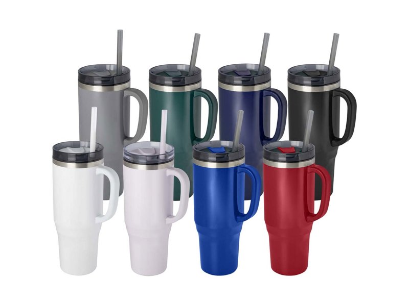 Melbourne 1200 ml RCS-gecertificeerde geïsoleerde beker met rietje