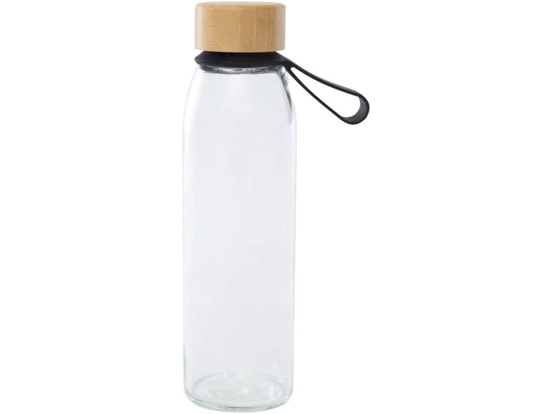 Porto 500 ml glazen waterfles met siliconen handgreep en bamboe deksel