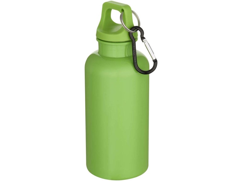 Oregon 400 ml effen waterfles van RCS gecertificeerd gerecycled plastic met karabijnhaak Oregon 400 ml effen waterfles van RCS gecertificeerd gerecycled plastic met karabijnhaak