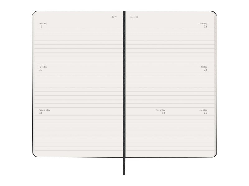 Moleskine horizontale week-agenda voor 12 maanden met harde kaft L Moleskine horizontale week-agenda voor 12 maanden met harde kaft L