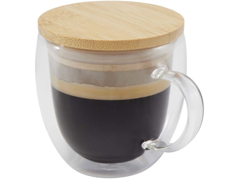 Arlo 250 ml glazen beker met bamboe deksel
