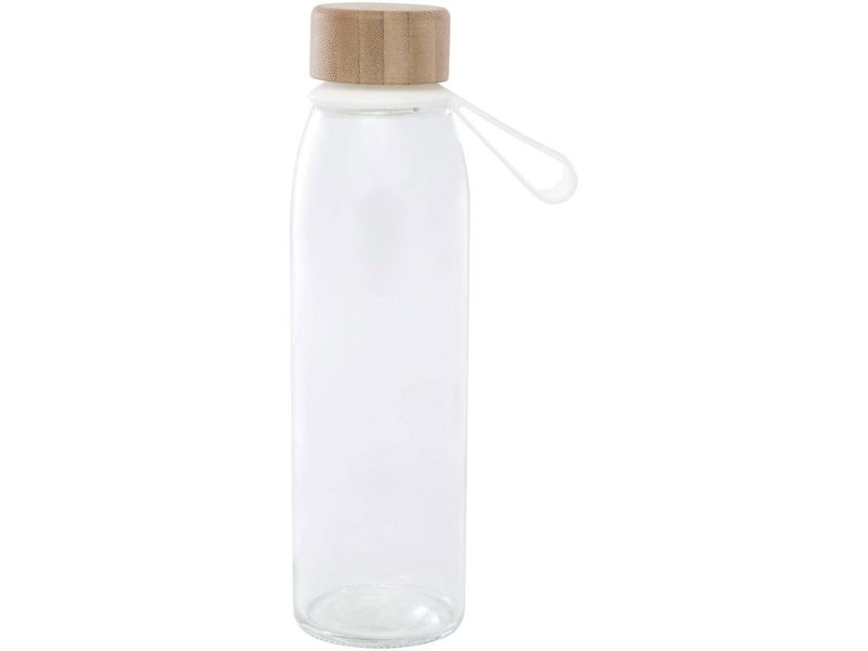 Porto 500 ml glazen waterfles met siliconen handgreep en bamboe deksel