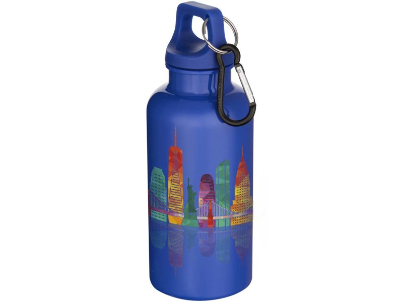 Oregon 400 ml effen waterfles van RCS gecertificeerd gerecycled plastic met karabijnhaak Oregon 400 ml effen waterfles van RCS gecertificeerd gerecycled plastic met karabijnhaak