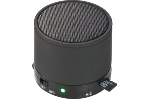 Mini Bluetooth luidspreker met USB aansluiting bedrukt met logo als relatiegeschenk