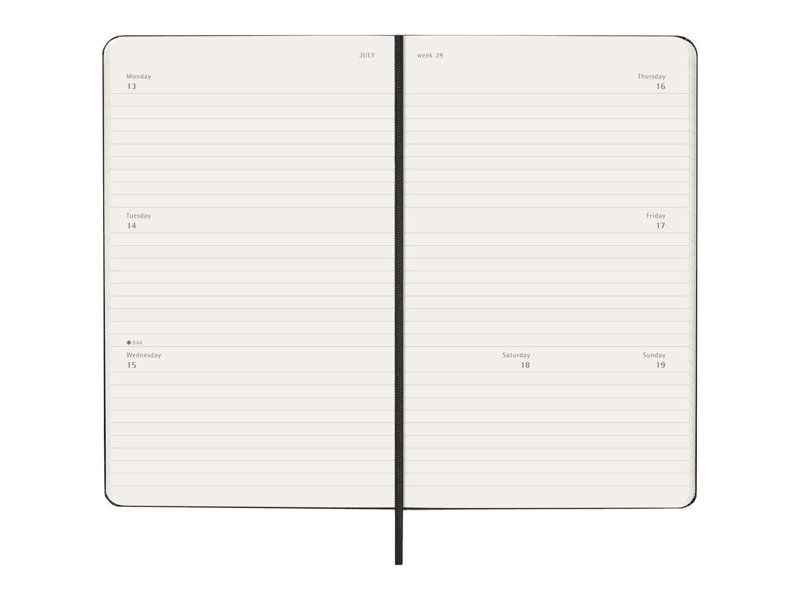Moleskine horizontale week-agenda voor 12 maanden met harde kaft L