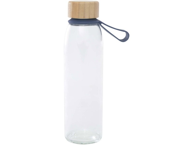 Porto 500 ml glazen waterfles met siliconen handgreep en bamboe deksel