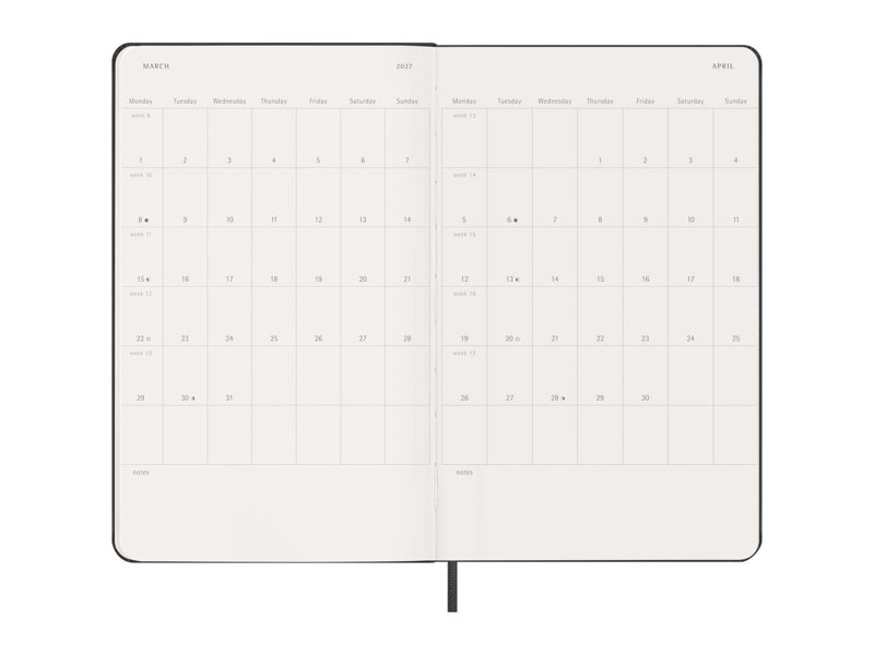 Moleskine verticale agenda voor 12 maanden met zachte kaft L Moleskine verticale agenda voor 12 maanden met zachte kaft L