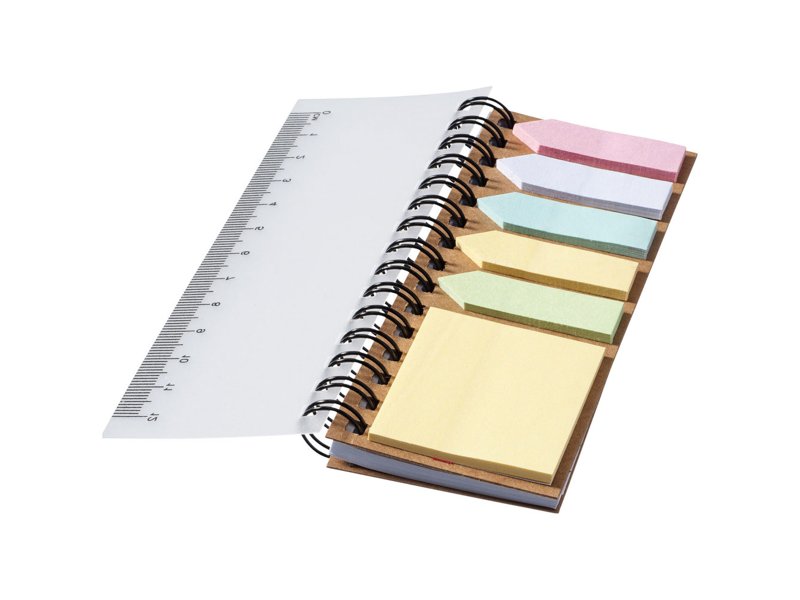 Spinner notitieboek met gekleurde sticky notes